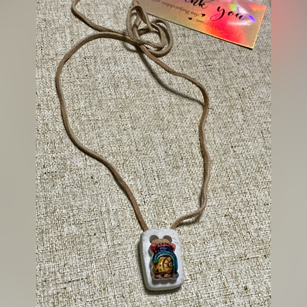 Native Multicolor Pendant Necklace/Leather